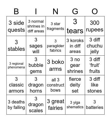 3 Bingo Card
