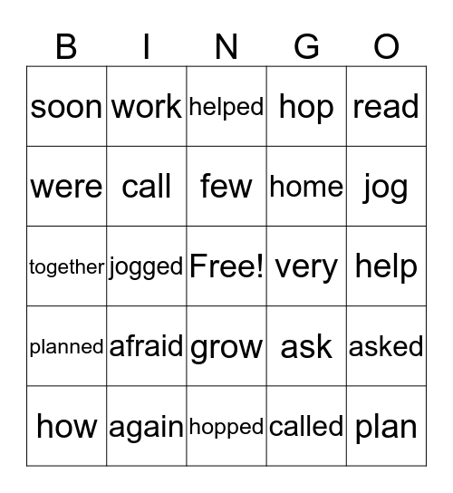 Unit #18 Bingo Card