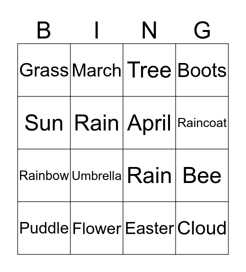 Spring Bingo Card