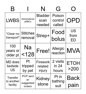July Bingo Card