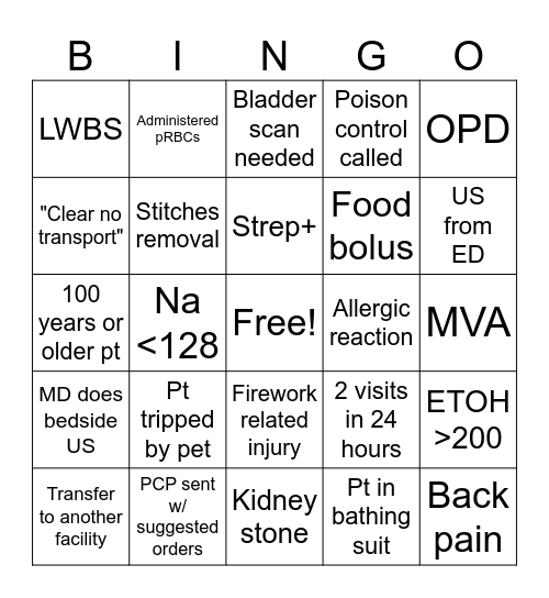 July Bingo Card