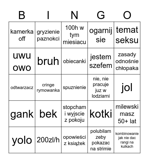 sandrulax bingo Card