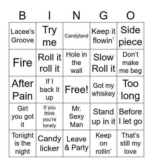 Southern Soul Bingo Card