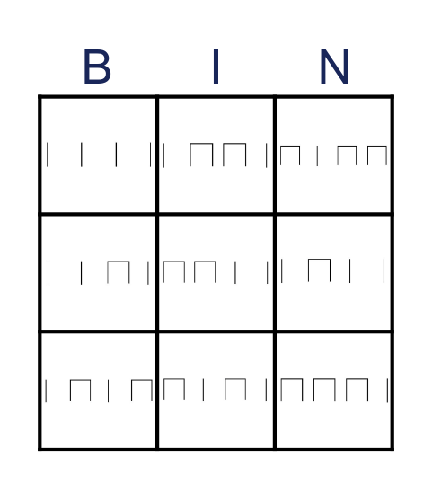 Rhythm Bingo- Yr 1 Bingo Card