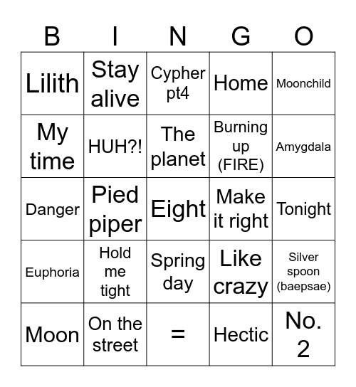 BTS BLACKOUT BINGO Card
