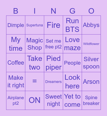 @YuanfenTae Bingo Card