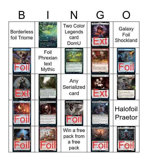 MOX Diamond Bingo Card