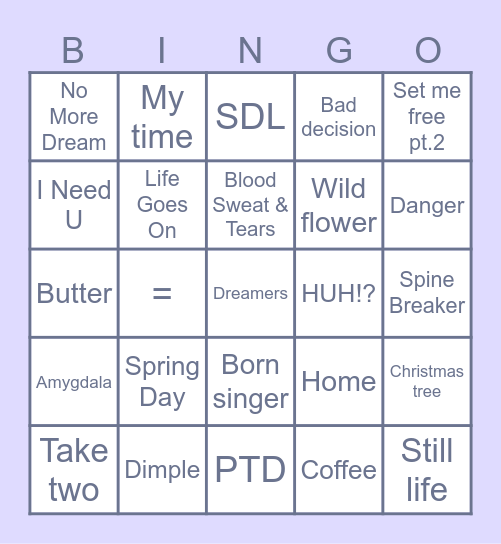 BTS BINGO ♡ Bingo Card