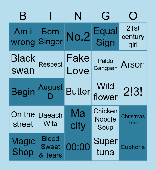 @yoongiestoast Bingo Card