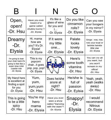 Dr. Says Bingo Card