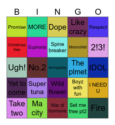 BTS UNforgettable songs Bingo Card