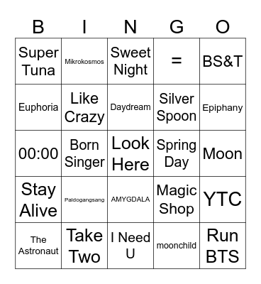 @stanbtsforjamz Bingo Card