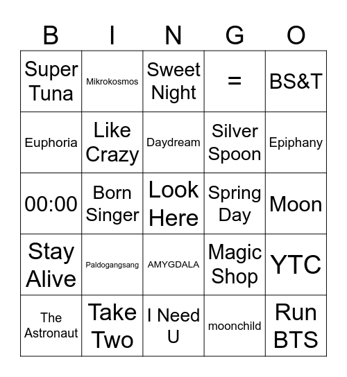 @stanbtsforjamz Bingo Card