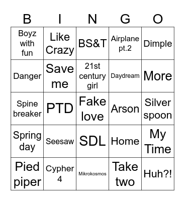 @Phoeee_e Bingo Card