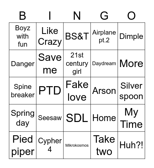 @Phoeee_e Bingo Card