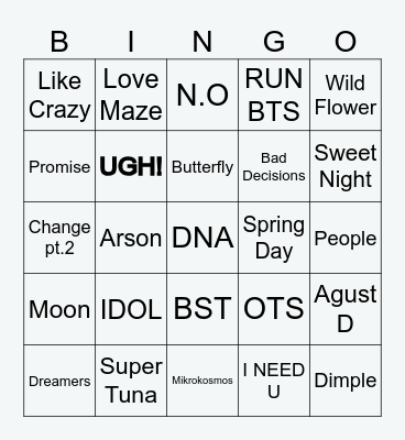 @serendipityxjjk Bingo Card