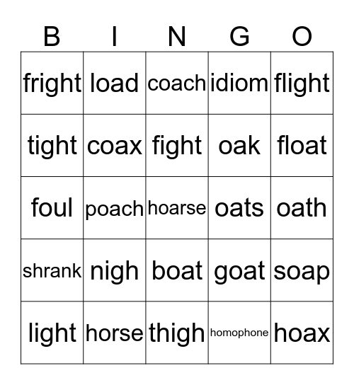 Corbett's Vocabulary 1-28-16 Bingo Card