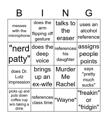 Dr. Mitchell Bingo Card