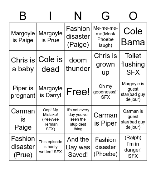 CHARMED REWIND BINGO Card