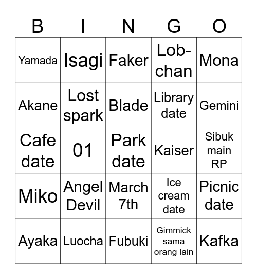 Untitled Bingo Card