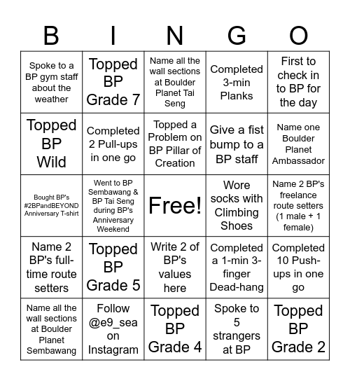 #2BPandBEYOND Bingo Card