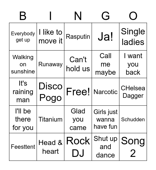 Guilty Pleasure Bingo Card