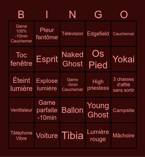 Bingo Phasmo Bingo Card