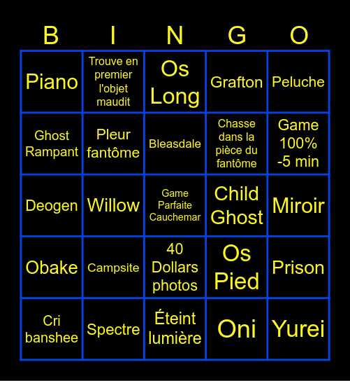 Bingo Phasmo Bingo Card