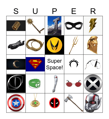 Superhero Bingo Card