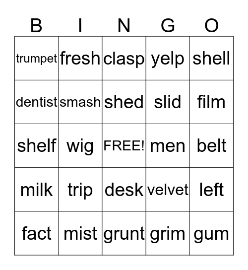 Level 1: a, e, i, o, u, sh Bingo Card