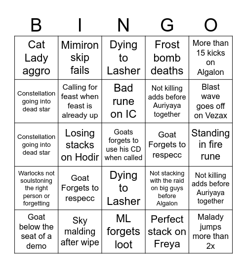 Regal Bingo Card