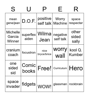 Superflex Bingo Card