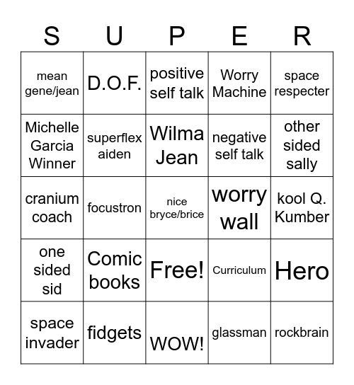 Superflex Bingo Card