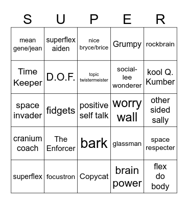 Superflex Bingo Card
