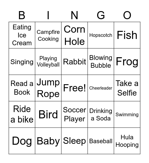Charade Bingo Card