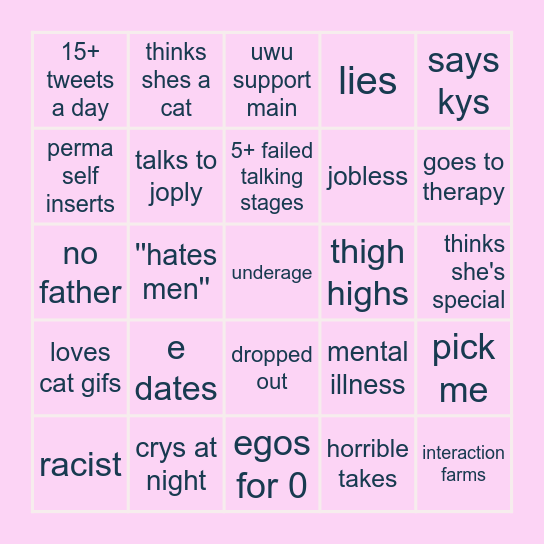 twt egirl bingo Card