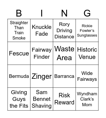 2023 US Open Bingo Card
