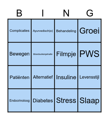 Diabetes mellitus Bingo Card