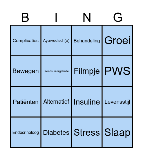 Diabetes mellitus Bingo Card