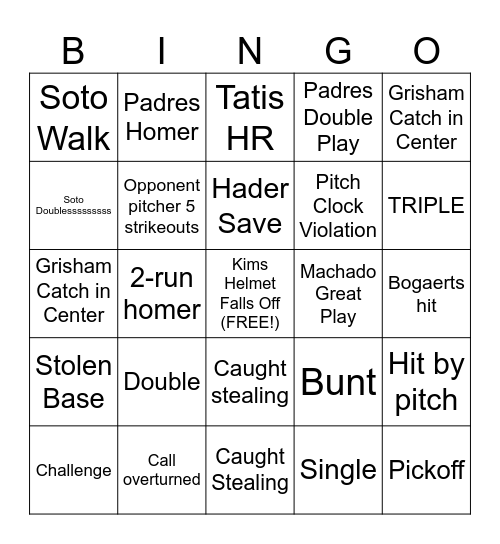 PADRES BINGO Card