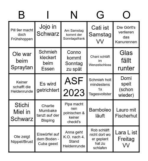 ASF Bingo Card