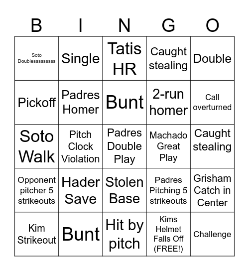 PADRES BINGO Card