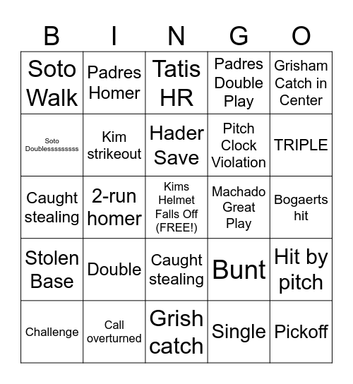 PADRES BINGO Card