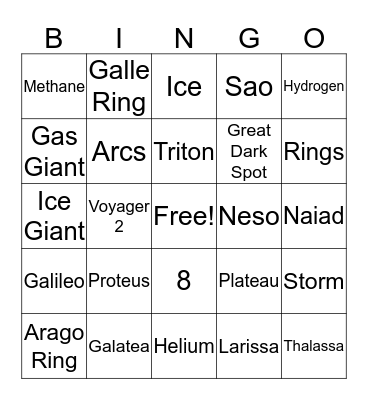 Neptune Bingo Card