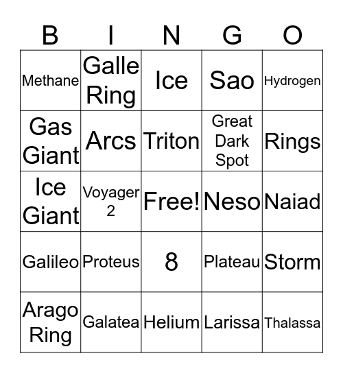 Neptune Bingo Card