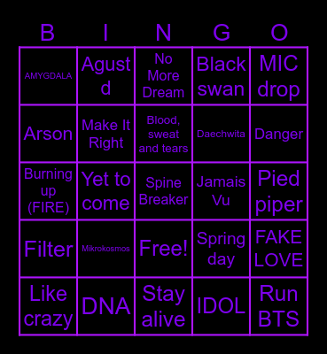 @krytondaughter BTS Bingo Card