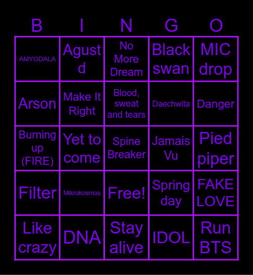 @krytondaughter BTS Bingo Card