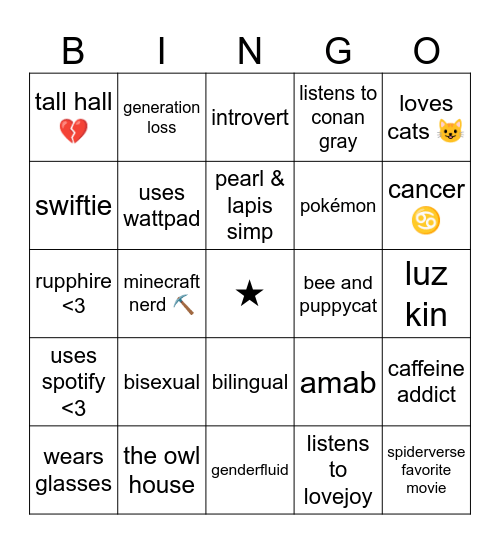 Ludi's Bingo Card