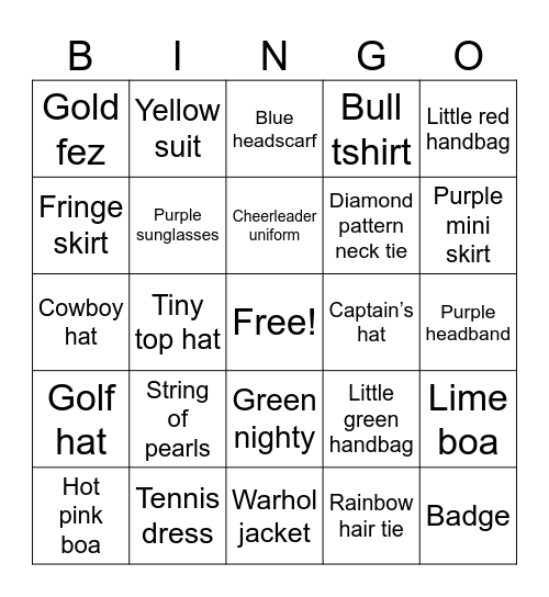 To Wong Foo Bingo Card