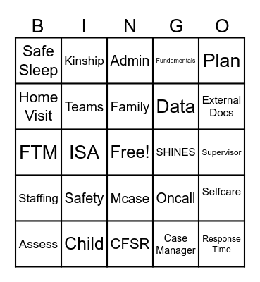 All About DFCS Bingo Card